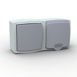 Ensemble va et vient + prise 2P+T étanche