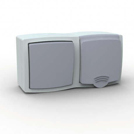 Ensemble va et vient + prise 2P+T étanche