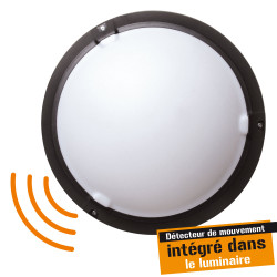 Hublot plastique 60W - Classe II - IP 65 avec détecteur de mouvement Hf invisible