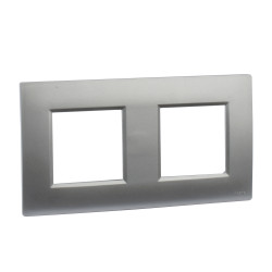 Plaque double poste gris alu
