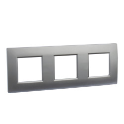 Plaque triple poste gris alu
