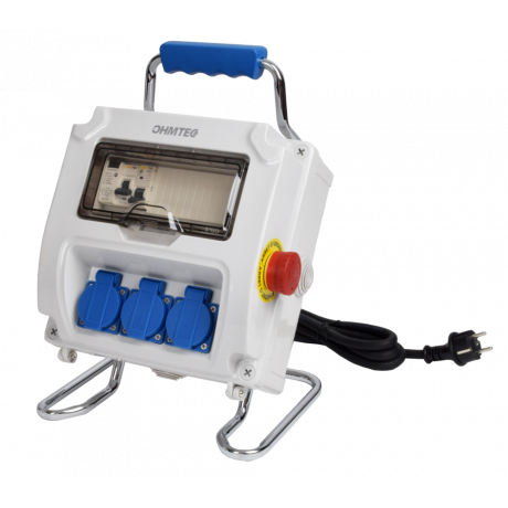 Coffret de chantier monophasé transportable avec arrêt d'urgence