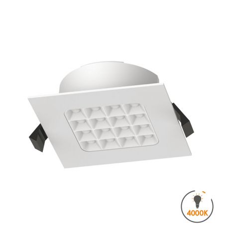 Spot à encastrer downlight carré à LED 10W - transformateur intégré - 4000K - 1000lm - 110x110mm