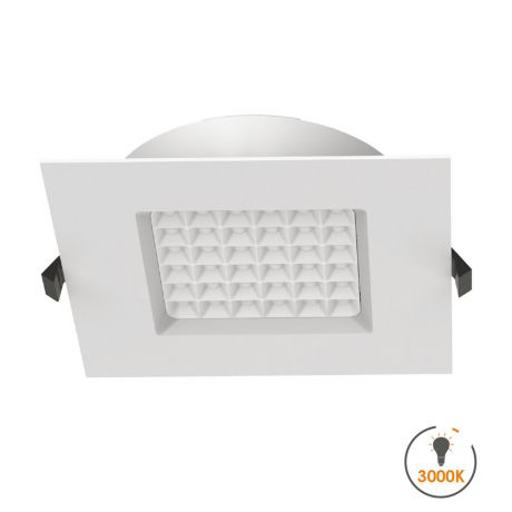 Spot à encastrer downlight carré à LED 18W - transformateur intégré - 3000K - 2000lm - 190x190mm