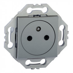 Prise 2P+T 16A Affleurante gris alu