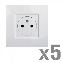 5 prises 2P+T 16A affleurantes + 5 plaques blanc